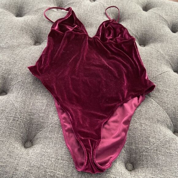 None Tops - Velvet burgundy bodysuit